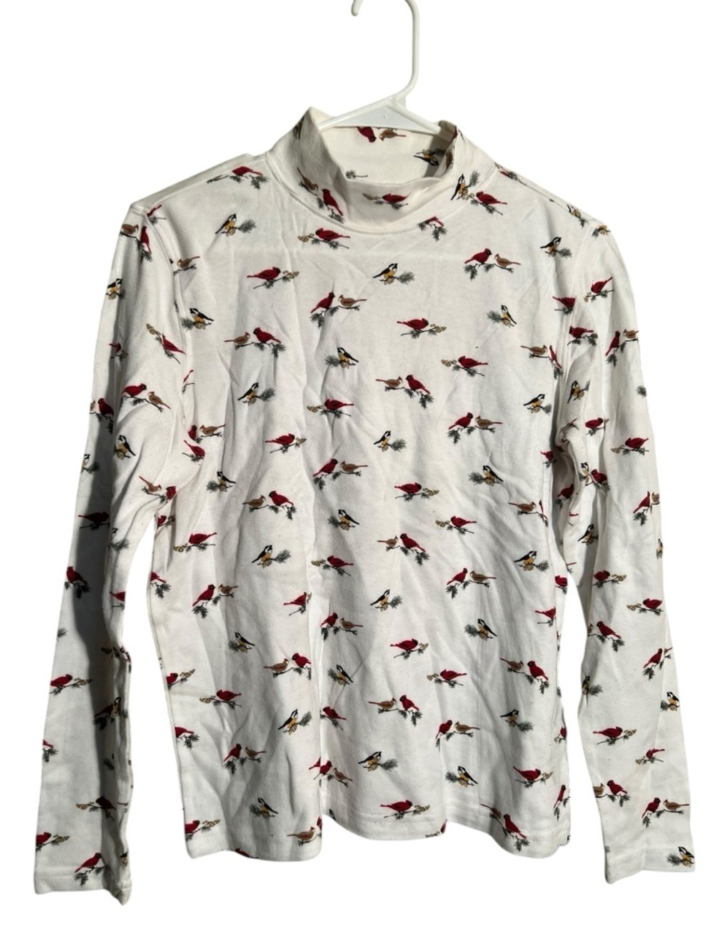 Rebecca Malone Women's Size Petite Medium Mock Neck Long Sleeve T-Shirt Cardinal